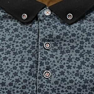 Mens XL Performance Polo Floral Shirt Short Sleeve Button Down Golf Stretch